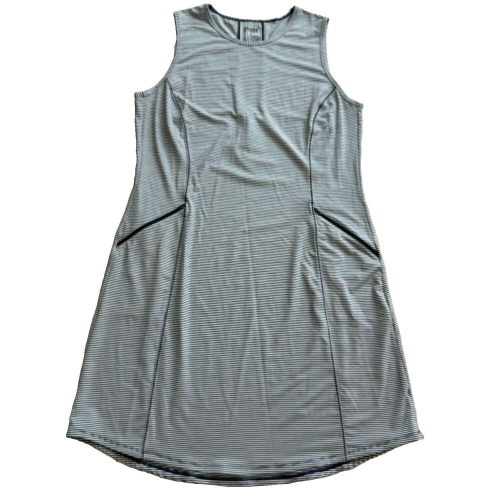 Duluth Trading Striped Stretch Athletic Knit Sleeveless Dress Women's Large